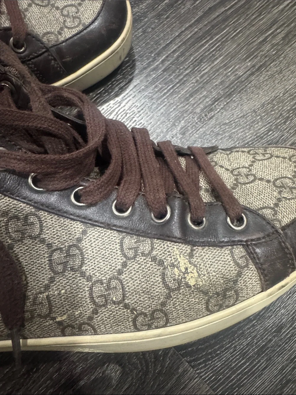 Gucci Brown GG Monogram High-Top Sneakers